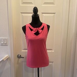Elegant Pink Bow Accent Tank Top